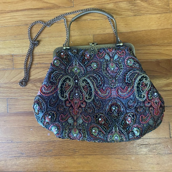 Vintage Bags Vintage Beaded Jacquard Large Evening Bag Brass Poshmark